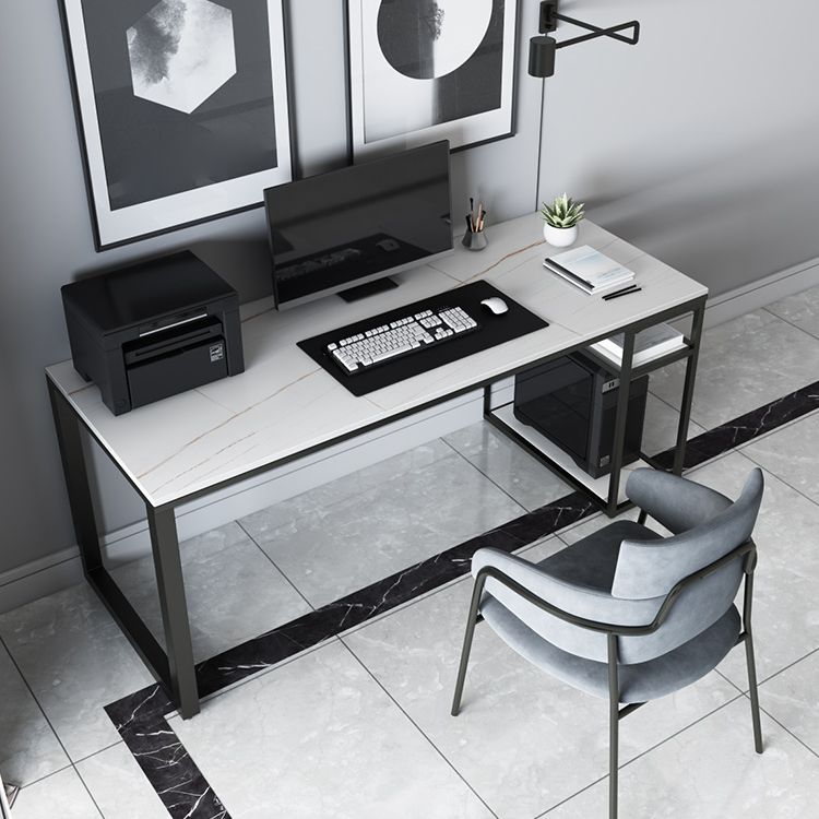 Contemporary Gaming Desk Antique Finish Computer Desk with Shelf Clearhalo 'furn' 'furn_office_desk' 'Furniture' 'Office Desks' 'Office Furniture' 'office_desk' 1200x1200_19b9de72-205b-4b90-a127-84d79a134e19