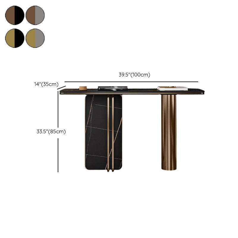 Tavolo console contemporanea a forma di rettangolo tavolo di divano in pietra in nero/grigio