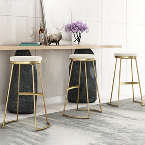 Modern Backrest Armless Counter Stool Metal Bar High Stool with Leather Cushion Clearhalo 'Bar Furniture' 'Bar Stools' 'bar_stools' 'furn' 'furn_bar_stools' 'Furniture' 'Kitchen & Dining Furniture' 1200x1200_19bb6efe-f084-47cc-86d5-b59976af5d38