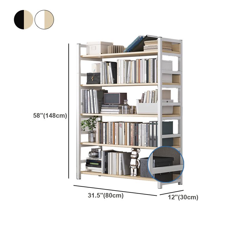 Industrial Vertical Etagere Bookshelf Steel Frame Manufactured Wood Shelf Bookshelf Clearhalo 'Bookcases' 'furn' 'furn_bookcases' 'Furniture' 'furniture_bookcases' 'kitchen' 'kitchen_bookcases' 'Living Room Furniture' 'Office Furniture' 1200x1200_19bb829e-3e86-448b-8e4c-9ce10e684ccc