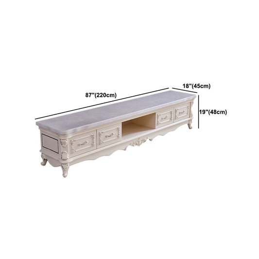 Console con console multimediale in legno massello Glam White TV Media Console