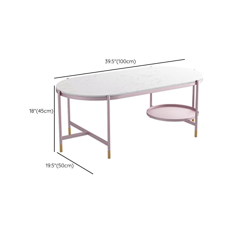 Contemporary Elliptical Glass & Slate Coffee Cocktail Table with Storage Shelf Clearhalo 'Coffee & Accent Tables' 'Coffee Tables' 'coffee_tables' 'furn' 'furn_coffee_tables' 'Furniture' 'Living Room Furniture' 1200x1200_19bc2bbb-6a79-42e7-a203-1757ca2e87eb
