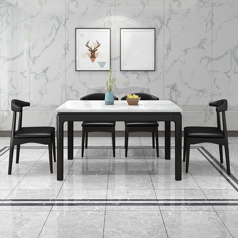 Rectangle Dining Site Table Contemporary Style Faux Marble Furniture