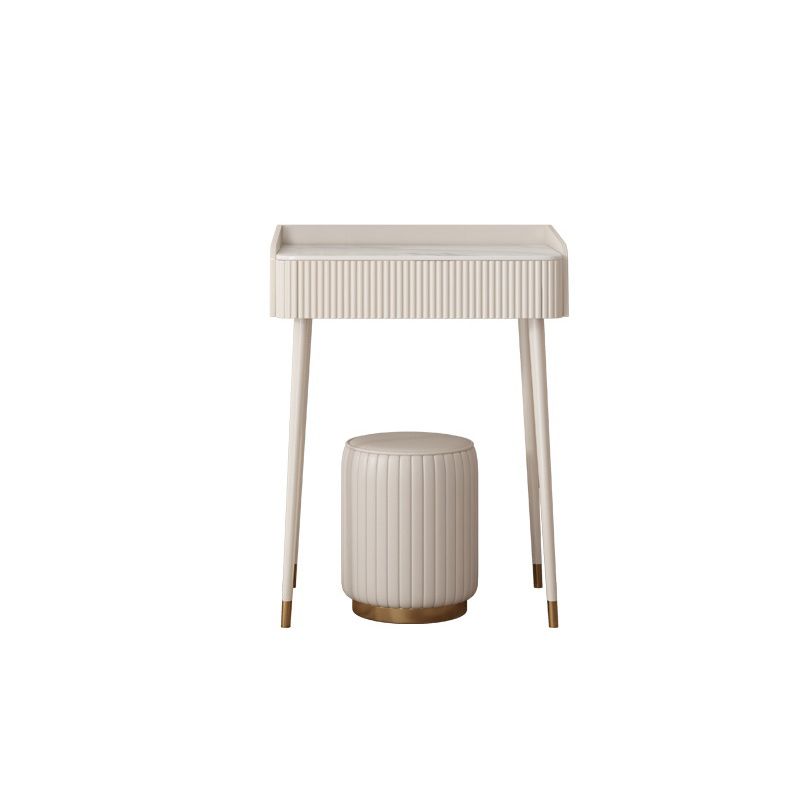 White Stone Top Vanity Makeup Table Modern 15.75" D Vanity Table with Storage
