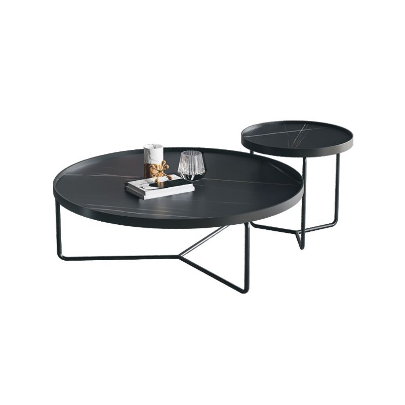 2 Piece Round Nesting Tables Modern Minimalist Slate Coffee Table Clearhalo 'Coffee & Accent Tables' 'Coffee Tables' 'coffee_tables' 'furn' 'furn_coffee_tables' 'Furniture' 'Living Room Furniture' 1200x1200_19c1a60e-b25b-4fc6-976f-e8c5846dcefe