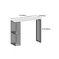 White Rectangle Bar Height Table Artificial Wood Pub Table with 2-shelf