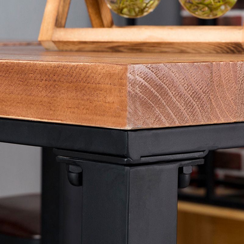 Solid Wood Dining Table Industrial Brown Top Dining Table with Black Frame Clearhalo 'Dining Tables & Seating' 'Dining Tables' 'dining_table' 'furn' 'furn_dining_table' 'Furniture' 'Kitchen & Dining Furniture' 1200x1200_19c3fbaf-bee2-4a3a-94c7-a1e3a581ab27