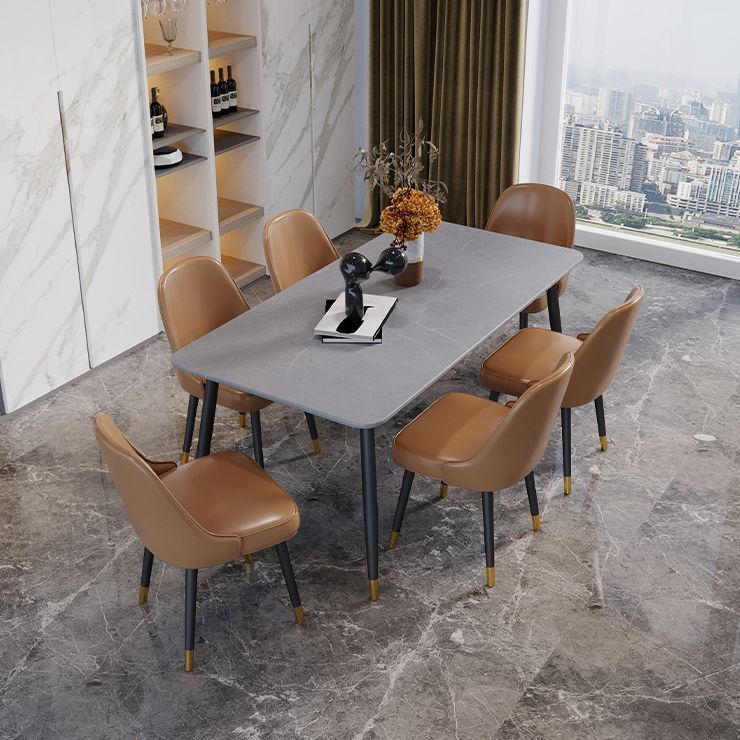 Industrial Kitchen Dinner Table Rectangle Stone 4 Legs Dining Table Clearhalo 'Dining Tables & Seating' 'Dining Tables' 'dining_table' 'furn' 'furn_dining_table' 'Furniture' 'Kitchen & Dining Furniture' 1200x1200_19c47c63-6abb-4687-9401-58f575cfcbad