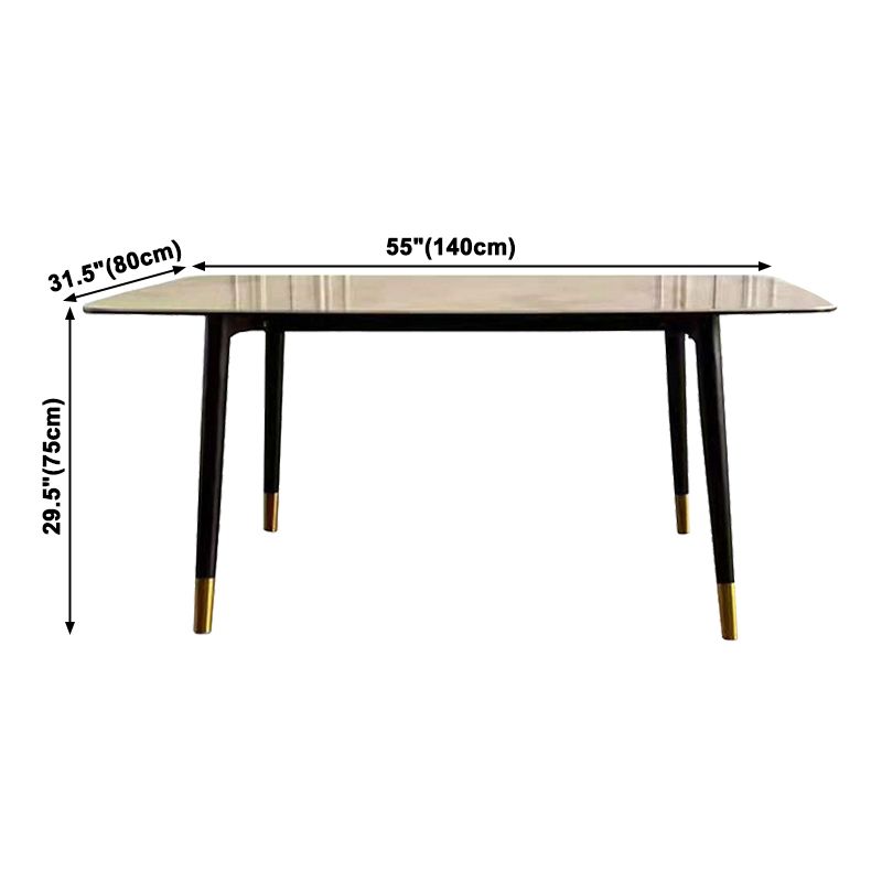 Traditional Luxury Rectangle Dining Table Grey Sintered Stone Table with 4 Black Legs Clearhalo ' dining_table' 'Dining Tables & Seating' 'Dining Tables' 'furn' 'furn_dining_table' 'Furniture' 'furniture_dining_table' 'Kitchen & Dining Furniture' 'kitchen&dining_furn' 'kitchen' 'kitchen_dining_table' 1200x1200_19c58e83-ef1d-4a0c-acc7-16c2e3084d66