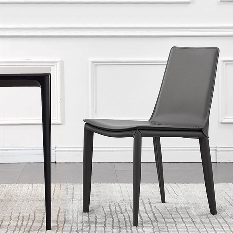 Industrial Leather Dining Chair Armless Side Chairs with Metal Legs for Home Use Clearhalo 'Dining Chairs' 'Dining Tables & Seating' 'dining_chair' 'furn' 'furn_dining_chair' 'Furniture' 'Kitchen & Dining Furniture' 1200x1200_19c806f7-9e2a-4aff-815b-a67ebe460740