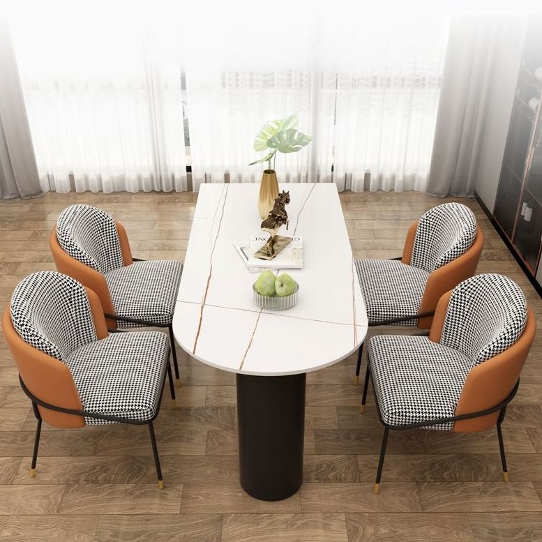 Free Form Sintered Stone Dining Table Modern Dining Table with Double Pedestal for Home Clearhalo 'Dining Tables & Seating' 'Dining Tables' 'dining_table' 'furn' 'furn_dining_table' 'Furniture' 'Kitchen & Dining Furniture' 1200x1200_19c942c3-cb35-46e3-8f0b-5b6f94a73e67