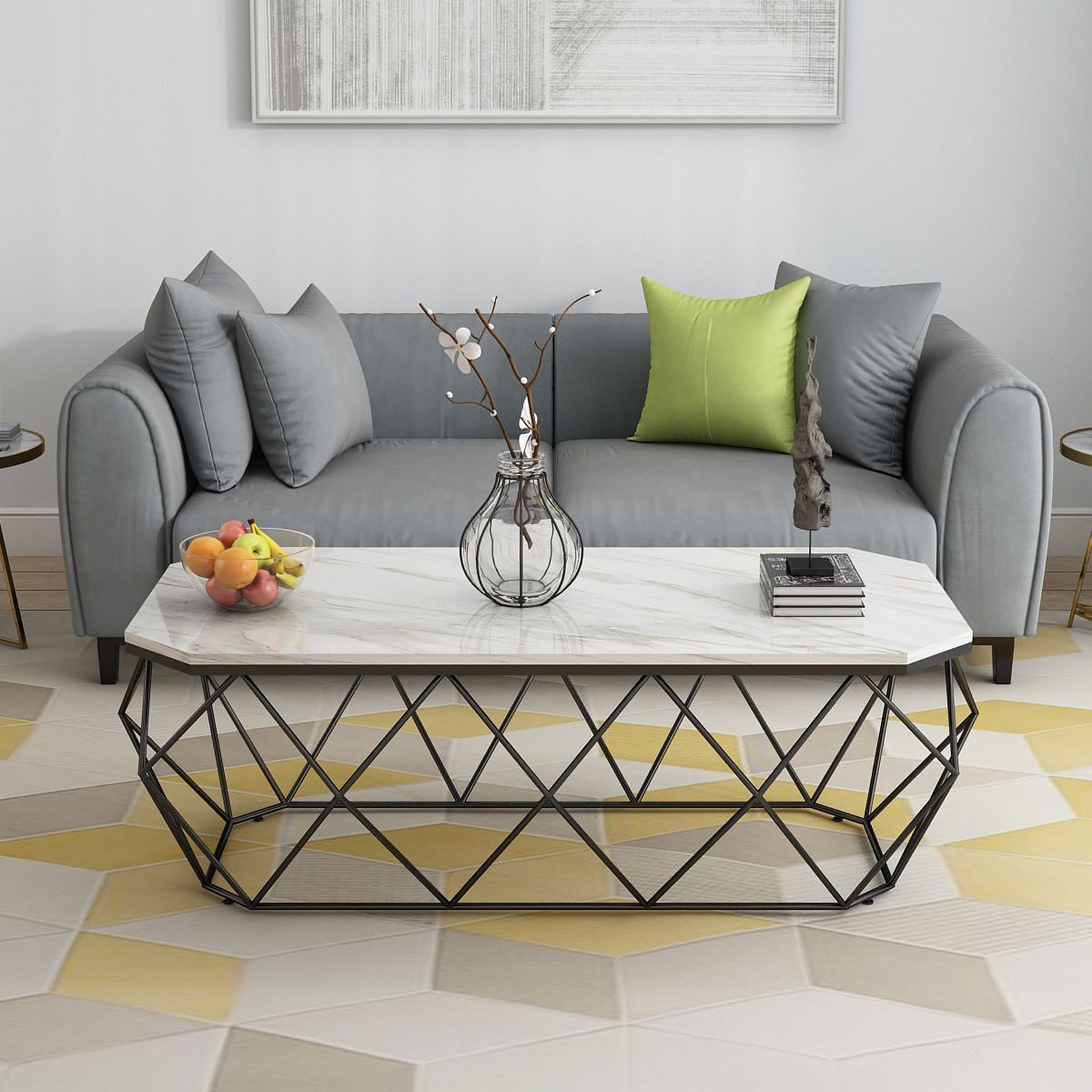Round Gold/Black Metal Coffee Table Frame Base 1 Single Cocktail Table