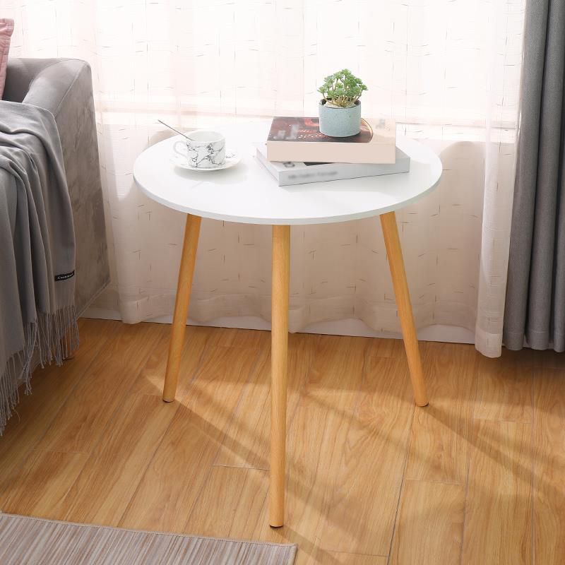 Farmhouse Round Wood Table Top Side Table with Three Wooden Legs
