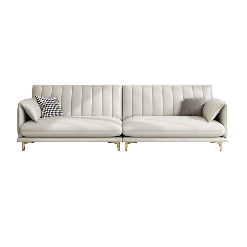 Stain-Resistant Faux Leather Sofa Cream Living Room Settee with Cushions Clearhalo 'furn' 'furn_sofas' 'Furniture' 'furniture_sofas' 'Living Room Furniture' 'Sofa' 'sofas' 1200x1200_19cb9dc2-aab9-40d2-94be-a11f2aca83ce