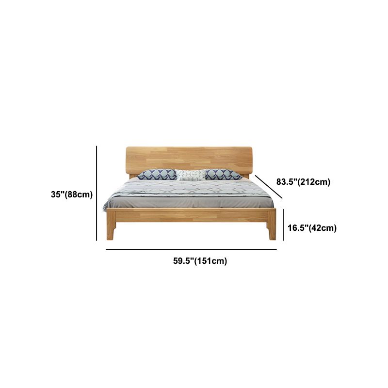 34.64" High Traditional Panel Bed with Storage Brown Rubberwood Bed