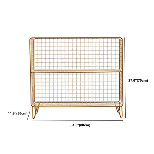 Libreria in acciaio con ripiani da 12 "W Gold Chiusure Back Bookcase per soggiorno