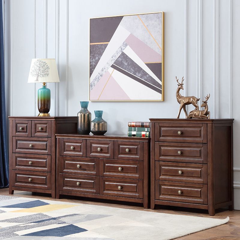 Commode de rangement de chambre à coucher brun traditionnel avec tiroirs