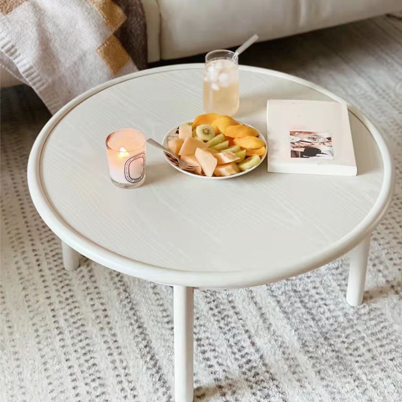 Contemporary Cream Round Coffee Table Solid Wood 1 Single Cocktail Table Clearhalo 'Coffee & Accent Tables' 'Coffee Tables' 'coffee_tables' 'furn' 'furn_coffee_tables' 'Furniture' 'Living Room Furniture' 1200x1200_19d25681-6e40-45bc-9139-330605e5e2f2