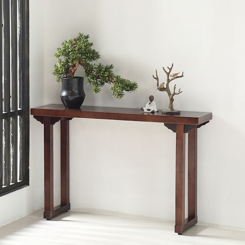Mid Century Modern Accent Table Rectangle Wood Console Table in Brown