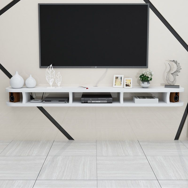 Console multimediale per TV montata a parete con scaffale aperto, supporto TV scandinavo da 9 pollici