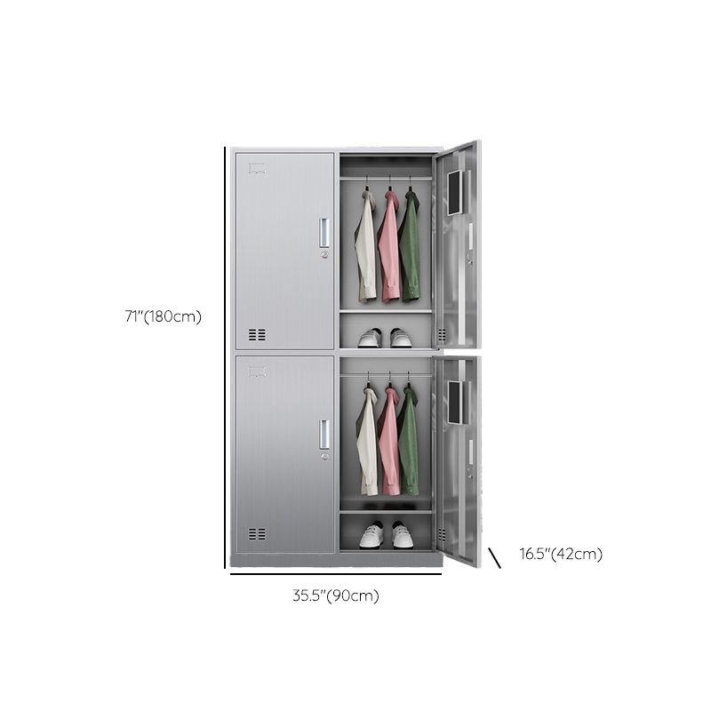 Chrome Steel Cabinet for Bathroom Modern Indoor Storage Cabinet with Hinged Doors Clearhalo 'Armoires & Wardrobes' 'armoires_wardrobes' 'Bedroom Furniture' 'furn' 'furn_armoires_wardrobes' 'Furniture' 1200x1200_19d438c3-f5a9-4972-bd03-58be90a50ddd
