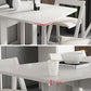 Foldable Artificial Wood Table in White Medieval Modern Rectangle Table with Trestle Base Clearhalo ' dining_table' 'Dining Tables & Seating' 'Dining Tables' 'furn' 'furn_dining_table' 'Furniture' 'furniture_dining_table' 'Kitchen & Dining Furniture' 'kitchen&dining_furn' 'kitchen' 'kitchen_dining_table' 1200x1200_19d4be69-5706-4e0a-bdbb-98b5c8c68594
