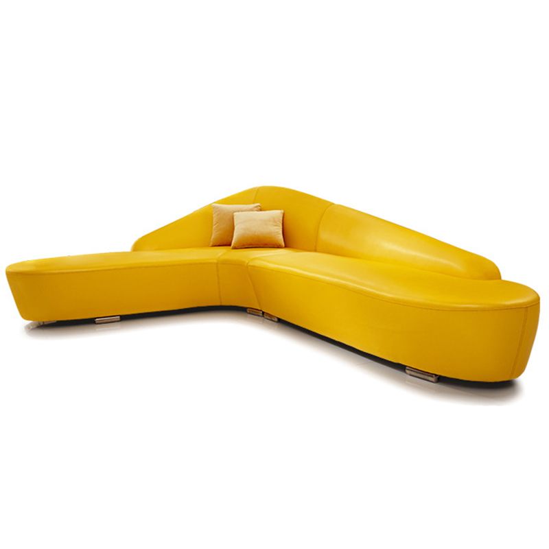 Eigentijdse hellende arm zit lederen bank voor woonkamer