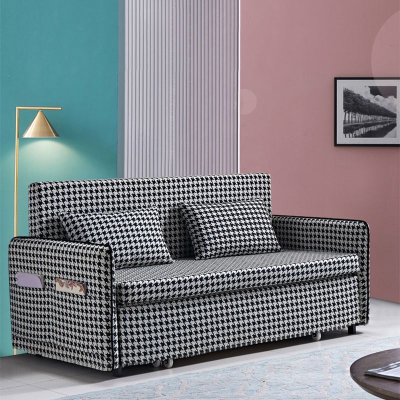 Suif convertible de 30,70 "de largeur de largeur canapé-lit de stockage en noir et blanc