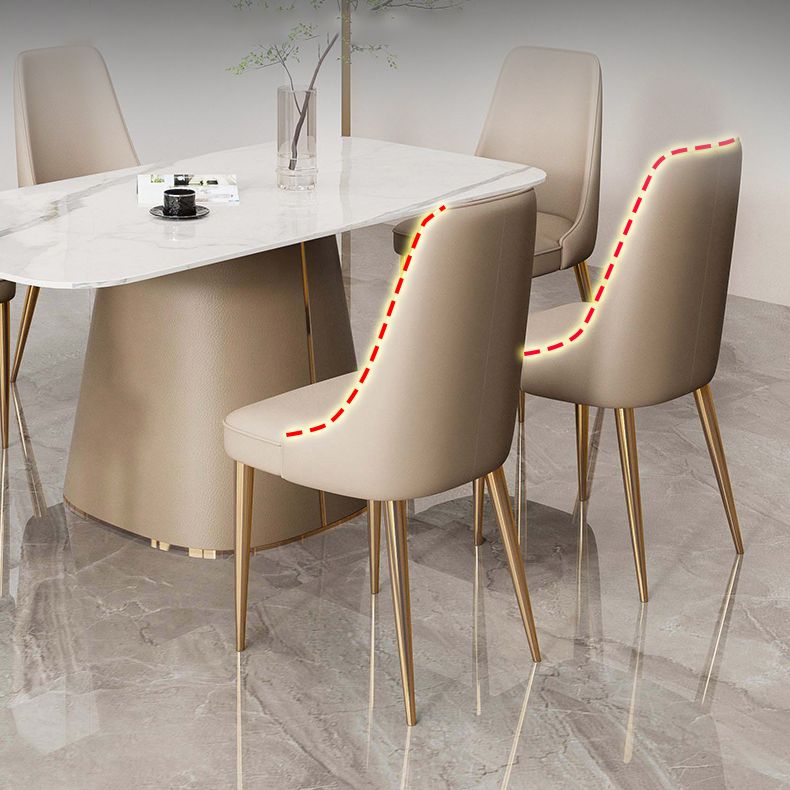 Faux Leather Side Chair Glam Parsons Dining Chair with Gold Legs Clearhalo 'Dining Chairs' 'Dining Tables & Seating' 'dining_chair' 'furn' 'furn_dining_chair' 'Furniture' 'Kitchen & Dining Furniture' 1200x1200_19d80e8a-1d74-4efd-8ef2-94f42eb80579