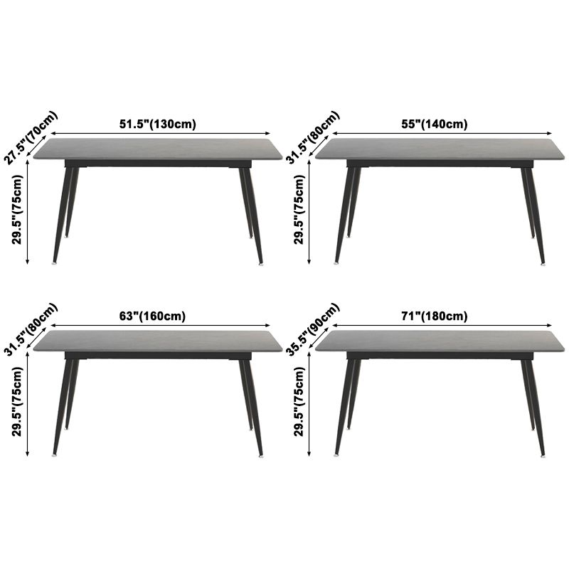 Sintered Stone Rectangular Dining Table Contemporary with Four Legs Base Table in Black Clearhalo ' dining_table' 'Dining Tables & Seating' 'Dining Tables' 'Furniture' 'furniture_dining_table' 'Kitchen & Dining Furniture' 'kitchen&dining_furn' 'kitchen' 'kitchen_dining_table' 1200x1200_19d8c7ab-dc93-4d9e-bad3-809ac3f4124d
