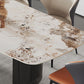 Mesa rectangular moderna mesa de comedor de piedra sinterizada con patas de metal