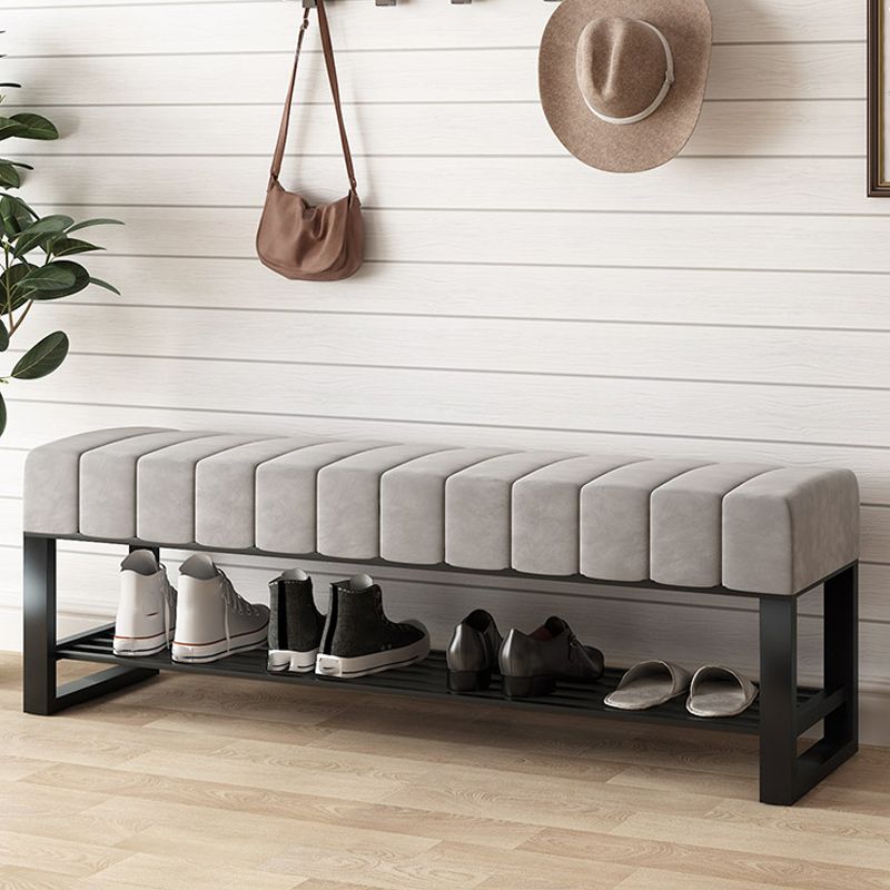 17.7" H Modern Metal Seating Bench Tufted Entryway Bench with Legs Clearhalo 'Benches' 'Chairs & Seating' 'furn' 'furn_benches' 'Furniture' 'Living Room Furniture' 1200x1200_19d9e15a-cbdb-4189-9011-ad23acb04cab
