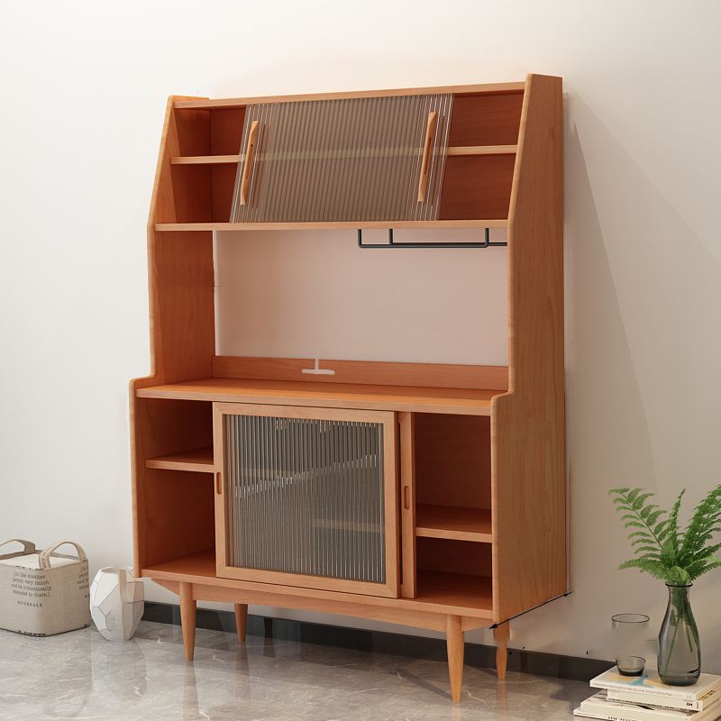 Servidor buffet de madera sólida de pino con puertas de vidrio servidor comedor moderno