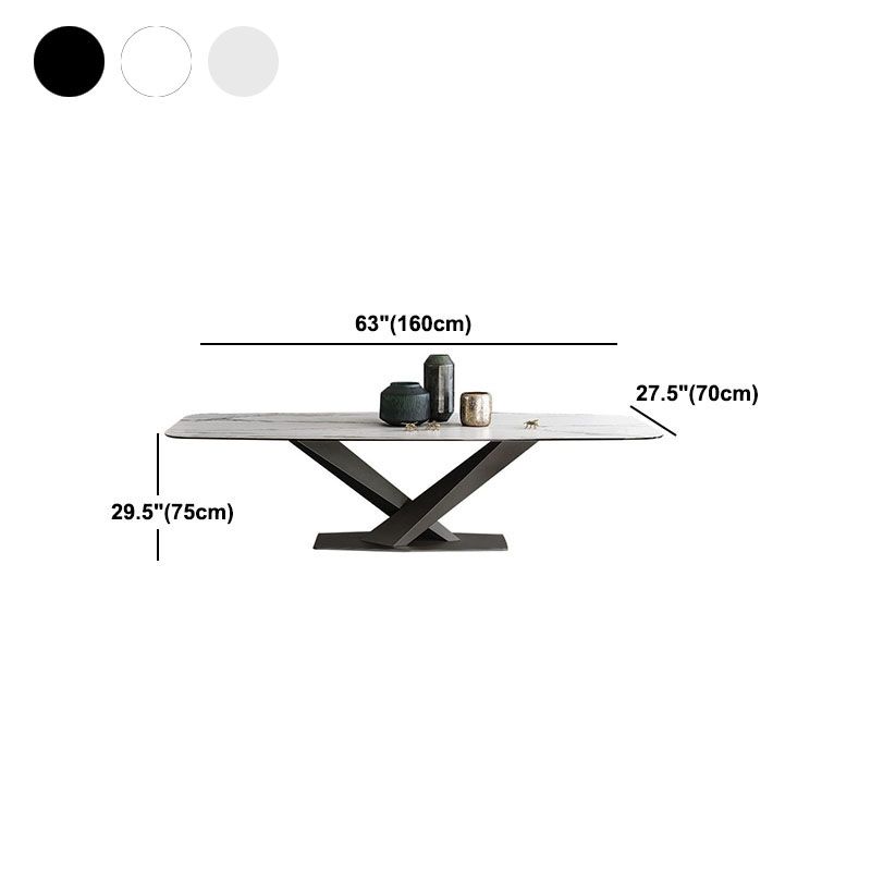 Sintered Stone Table for Restaurant Industrial Rectangle Dining Table Metal Pedestal Clearhalo ' dining_table' 'Dining Tables & Seating' 'Dining Tables' 'furn' 'furn_dining_table' 'Furniture' 'furniture_dining_table' 'Kitchen & Dining Furniture' 'kitchen&dining_furn' 'kitchen' 'kitchen_dining_table' 1200x1200_19dae4be-d22b-41d8-8c61-3d0dd6164181