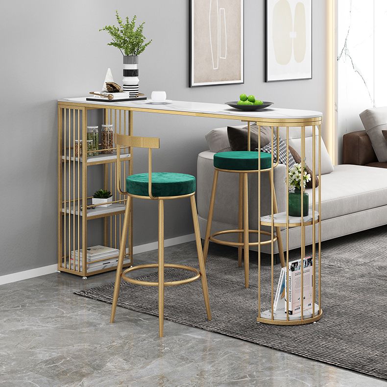Luxurious Bar Table 42-inch Height White Stone Top and Iron Base Bistro Table Clearhalo 'Bar Furniture' 'Bar Tables' 'bar_tables' 'furn' 'furn_bar_tables' 'Furniture' 'furniture_bar_tables' 'Kitchen & Dining Furniture' 1200x1200_19dd4459-2bde-4394-9f4d-85f2c2c18b62