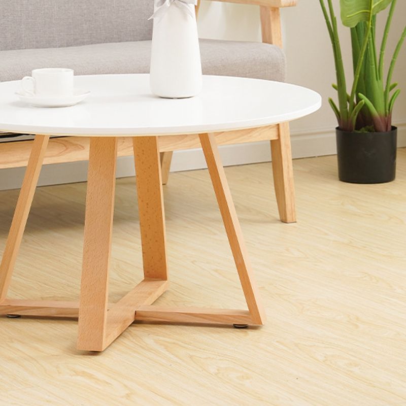 Table basse ronde en bois de style moderne, table de cocktail à pieds croisés
