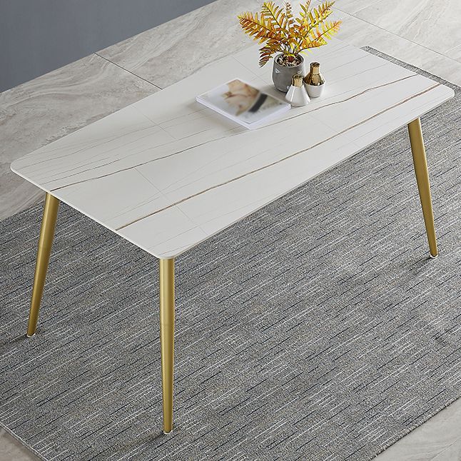 Metal and Slate Rectangular Table Glam Style Home Dining Table Clearhalo 'Dining Tables & Seating' 'Dining Tables' 'dining_table' 'furn' 'furn_dining_table' 'Furniture' 'Kitchen & Dining Furniture' 1200x1200_19de0351-398e-4827-83cb-c5c79f46116f