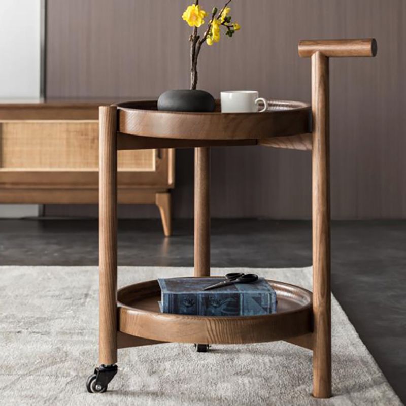 Modern Round Tray Top Side End Table 3 Legs Double Tier Side Table