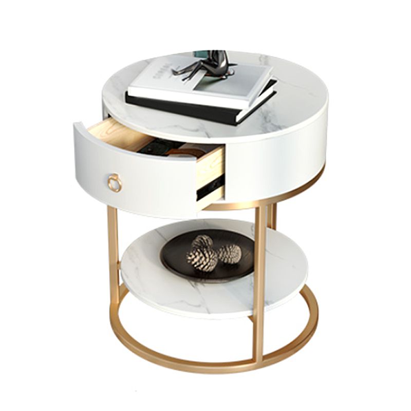 1-Drawer Shelf Included Stone Side Table - 19.69" W x 19.69" D x 22.83" H