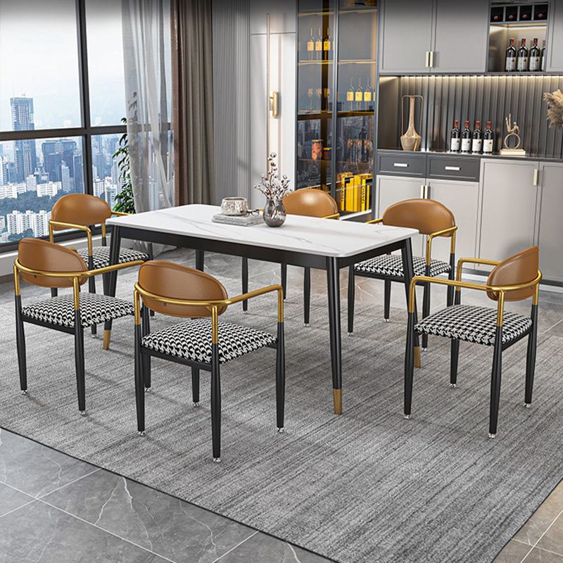 Contemporary Style Dining Chairs Dining Arm Open Back Chairs with Metal Legs Clearhalo ' kitchen&dining_furn' 'Dining Chairs' 'Dining Tables & Seating' 'dining_chair' 'furn' 'furn_dining_chair' 'Furniture' 'furniture_dining_chair' 'Kitchen & Dining Furniture' 'kitchen' 1200x1200_19e154b6-6cb9-4055-8243-2489d7c9a700