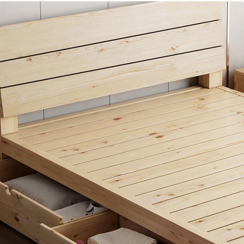 Cama estándar de madera escandinava, lecho de cabecera rectangular