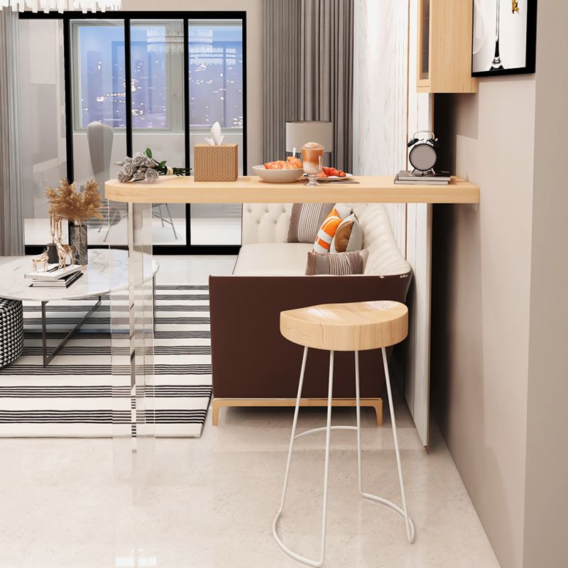 Modern Style Bar Table Set 1/2 Pcs Wooden Top Acrylic Base Bar Table Set Clearhalo 'Bar Furniture' 'furn' 'furn_home_bar_bar_sets' 'Furniture' 'Home Bars & Bar Sets' 'home_bar_bar_sets' 'Kitchen & Dining Furniture' 1200x1200_19e425ae-6c79-4c38-b8dd-76d9e8f7283a