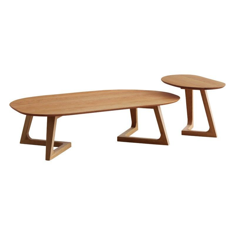 Tavolino da caffè in stile scandinavo Tavolino ovale in legno massello