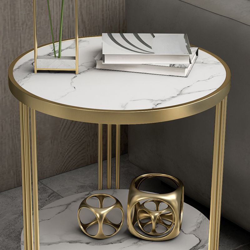 Tavolo da tavolo trasversale base in metallo oro marmo/tavolo tondo superiore in ardesia