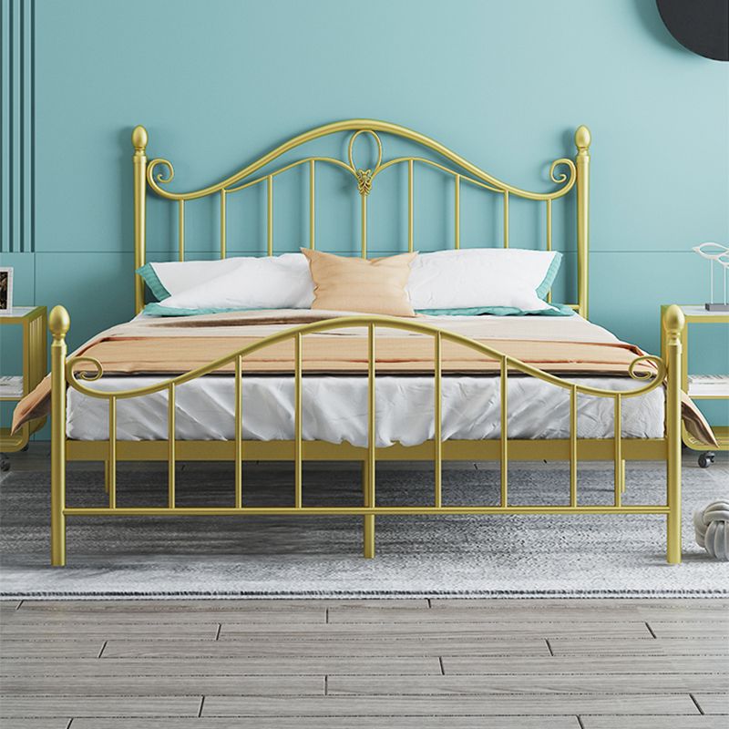 Contemporary Wire-Grid Open-Frame Bed with Metal Arched Headboard