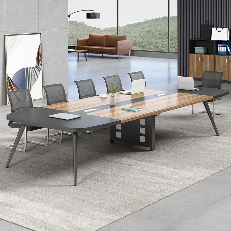 Industrial Parsons Office Desk Natural and Black Writing Desk Clearhalo 'furn' 'furn_office_desk' 'Furniture' 'Office Desks' 'Office Furniture' 'office_desk' 1200x1200_19ed314a-c877-4459-81da-b37bc77dee91