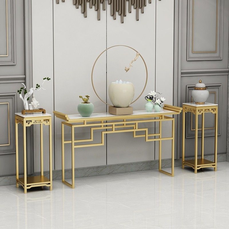 Mesa de mármol de 31.5 "de altura Mesa de acento de 1 estante para la consola para Hall