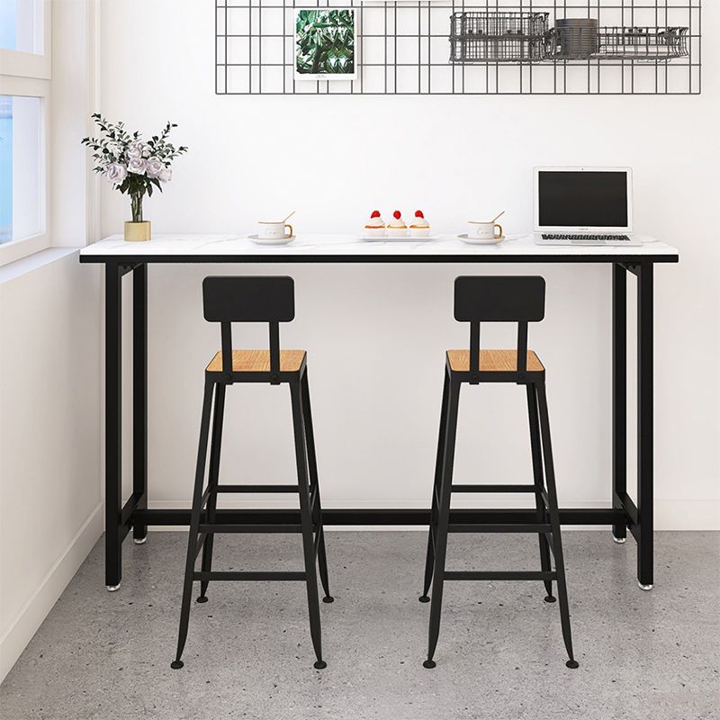 Modern White and Black Bistro Table Rectangle Footrest Cocktail Bar Table Clearhalo 'Bar Furniture' 'Bar Tables' 'bar_tables' 'furn' 'furn_bar_tables' 'Furniture' 'furniture_bar_tables' 'Kitchen & Dining Furniture' 1200x1200_19efe451-b2cc-4872-a714-bf3a92175f66