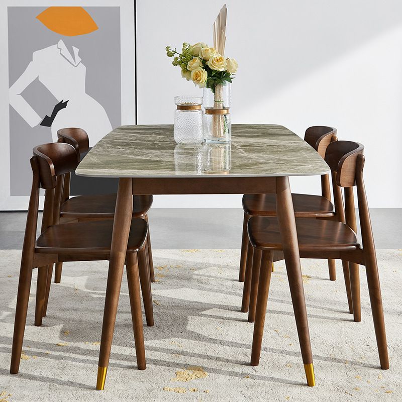 Solid Wood Contemporary Rectangular Dining Table Sintered Stone Top Table with Wood Legs Clearhalo 'Dining Tables & Seating' 'Dining Tables' 'dining_table' 'furn' 'furn_dining_table' 'Furniture' 'furniture_dining_table' 'Kitchen & Dining Furniture' 'kitchen' 'kitchen_dining_table' 1200x1200_19effeef-0f11-4223-afec-a613aa295c77