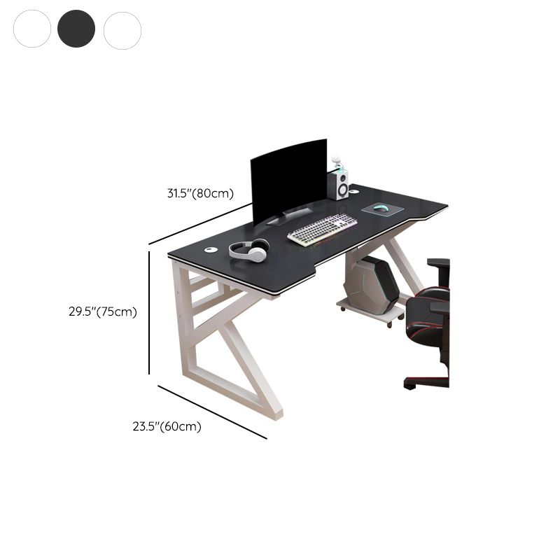 Contemporary Office Desk Antique Finish Wooden Computer Desk with Metal Legs Clearhalo 'furn' 'furn_office_desk' 'Furniture' 'Office Desks' 'Office Furniture' 'office_desk' 1200x1200_19f04daa-a8dd-4891-9ac8-349dc214b71d